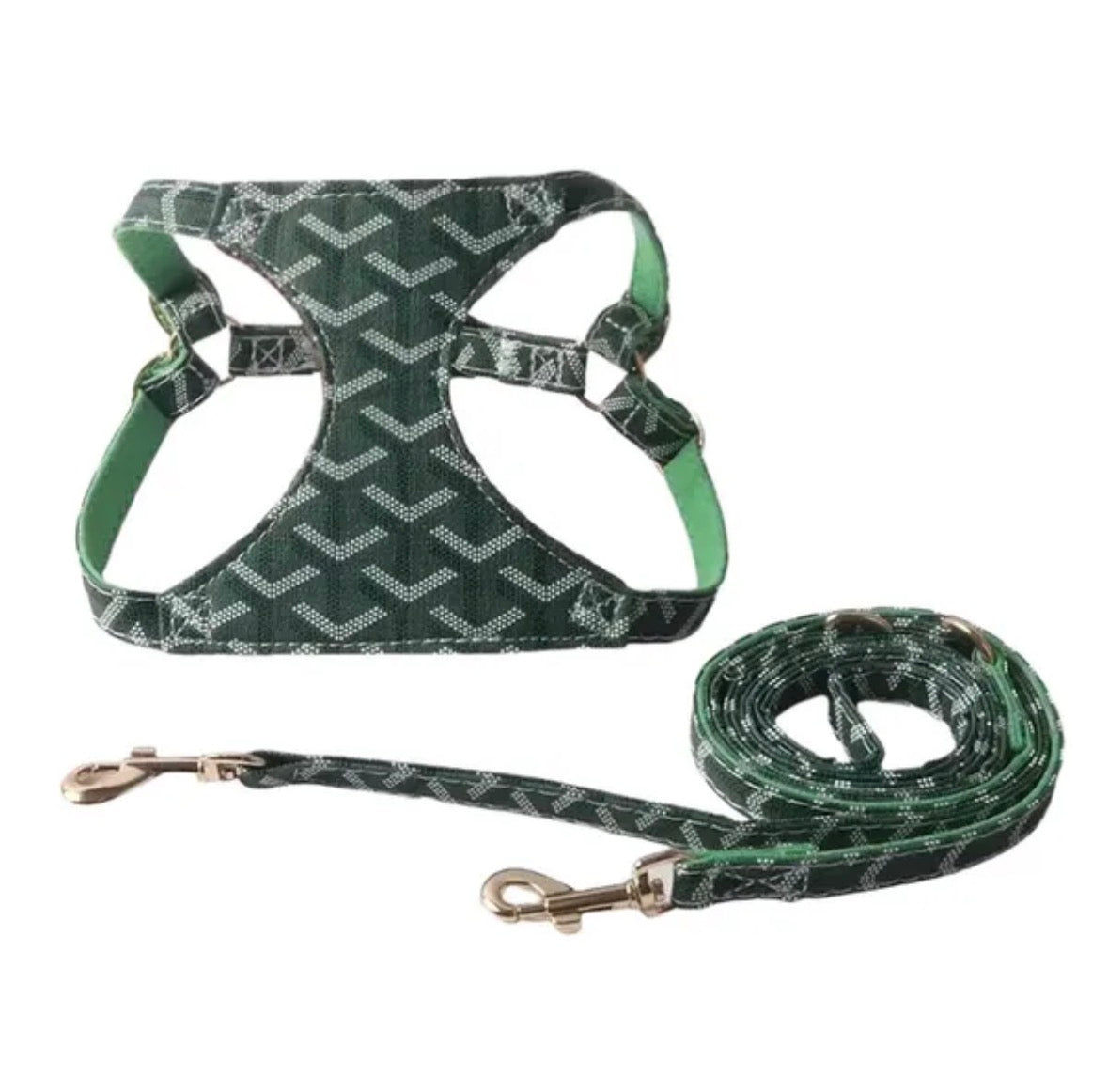 Green Goyard Harness + Leash